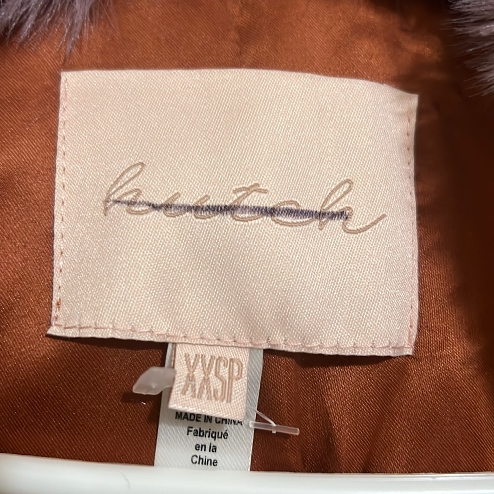 Hutch Anthropologie Bowie Faux Fur Coat Jacket in orange size XXS NWOT - Picture 3 of 11